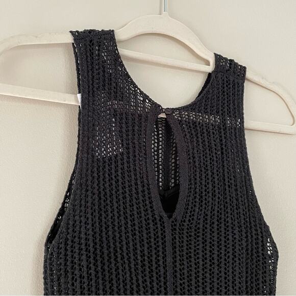 ASTR Revolve Palmer Sleeveless Crochet Midi Dress w Slip Cover Up Black Small - Picture 7 of 15